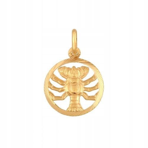 Znak zodiaku w okrągłej ramce z błyszczącymi nacięciami- złoto próby 585