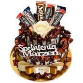 Zestawy upominkowe - Zestaw prezentowy Tort z Czekoladek Batoników Prezent na Urodziny Święta - miniaturka - grafika 1