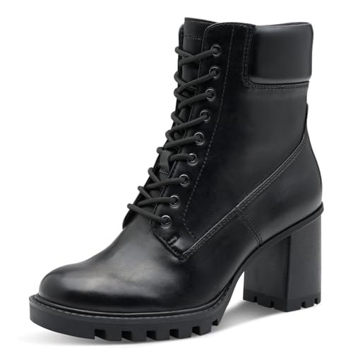 Tamaris Damskie sztyblety Lace Boot Heel 1-25132-45, czarne matowe, 37 EU, czarny mat, 37 EU