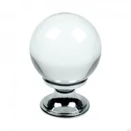 Klamki - Gałka meblowa Crystal Szklana ze srebrną podstawką - miniaturka - grafika 1