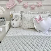 Koce i narzuty dla dzieci - AKSAMITNA PIKOWANA NARZUTA 120x200cm VELVET SZARA - miniaturka - grafika 1