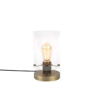 QAZQA Nowoczesna lampa stołowa brąz szkło 25cm - Dome - Lampy stojące - miniaturka - grafika 1