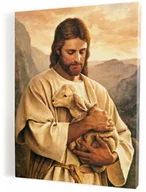 Ikony i obrazy sakralne - Jezus Chrystus Dobry Pasterz - obraz na płótnie canvas - miniaturka - grafika 1