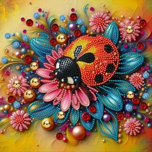 Haft Diamentowy Biedronka w Ogrodzie 30x30 cm - Zabawki kreatywne - miniaturka - grafika 1