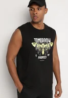 Piżamy męskie - Czarna Bawełniana Koszulka z Napisem i Czaszkami Evalicia - miniaturka - grafika 1