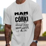 Koszulki męskie - TEMU Zabawna Koszulka na Dzień Ojca dla Polaków – Z Humorem, Krótki Rękaw, Czarny z Białym Napisem, Lekka Letnia Bluza z Okrągłym Dekoltem, Pranie w - miniaturka - grafika 1