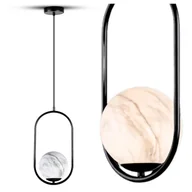 Lampy sufitowe - Lampa wisząca sufitowa klosz ze wzorem MARMUR biały CZARNY stelaż Żyrandol szklany E27 DEKORACYJNY Ozdobny - LEDHOFF - miniaturka - grafika 1