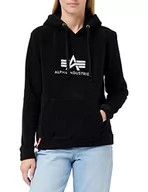 Bluzy damskie - ALPHA INDUSTRIES Damska bluza z kapturem Basic Hoody Polar Fleece Wmn, czarny, M - miniaturka - grafika 1