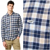 Koszule męskie - Wrangler 1 PKT SHIRT Blue klasyczna koszula bawełniana męska w kratkę 4XL - miniaturka - grafika 1