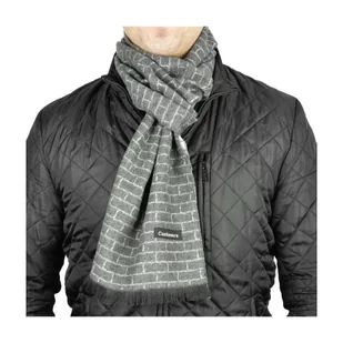 Ciepły szalik męski Cashmere geometryczny SZA-35 ciemny szary-jasny szary - Apaszki i szaliki męskie - miniaturka - grafika 1