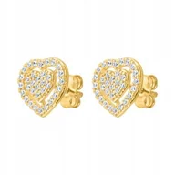 Kolczyki - Złote Kolczyki z Cyrkoniami Serce 585 Na sztyft 2.00 g Rodium - miniaturka - grafika 1