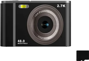INF Aparat cyfrowy 2,7K 48MP 1080P, 16-krotny zoom, karta pamięci 32 GB Czarny - Aparaty Cyfrowe - miniaturka - grafika 1