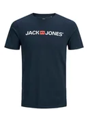 Koszulki męskie - Jack & Jones Koszulka "JJECORP" w kolorze granatowym - miniaturka - grafika 1