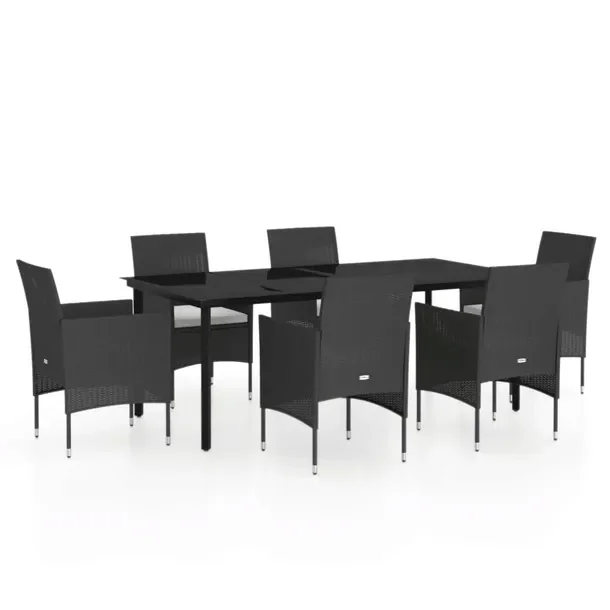 Zestaw mebli ogrodowych czarny, stół 200x100x74 cm, krzesła 53x58x84 cm