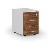 Szafki biurowe - Kontenerek biurowy mobilny PRIMO WHITE, 4 szuflady, biały/orzech - miniaturka - grafika 1