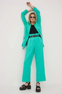 Spodnie damskie - Vero Moda spodnie damskie kolor zielony proste high waist - grafika 1