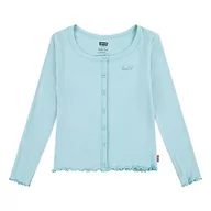 Swetry damskie - Levi's Dziewczęcy kardigan Lvg Solid Ls Scoop Neck Rib do 3ej294, Aqua Sea Blue, 3 lat - miniaturka - grafika 1
