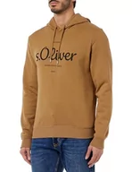 Bluzy męskie - s.Oliver Sales GmbH & Co. KG/s.Oliver Męska bluza z logo z kapturem, brązowy, 3XL - miniaturka - grafika 1