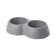 Miski dla psów - BARRY KING BARRY KING MISKA PLASTIKOWA PODWÓJNA DLA PSÓW I KOTÓW L 1.2L 35x20CM SZARA - miniaturka - grafika 1