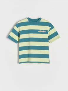 Reserved - T-shirt oversize w paski - jasnozielony - Koszulki dla chłopców - miniaturka - grafika 1