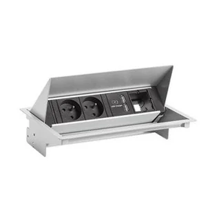 BACHMANN CONEO SET 2xUTE 1xUSB Charger 1xCM 0.2m GST18 białe aluminium - Gniazdka elektryczne - miniaturka - grafika 1