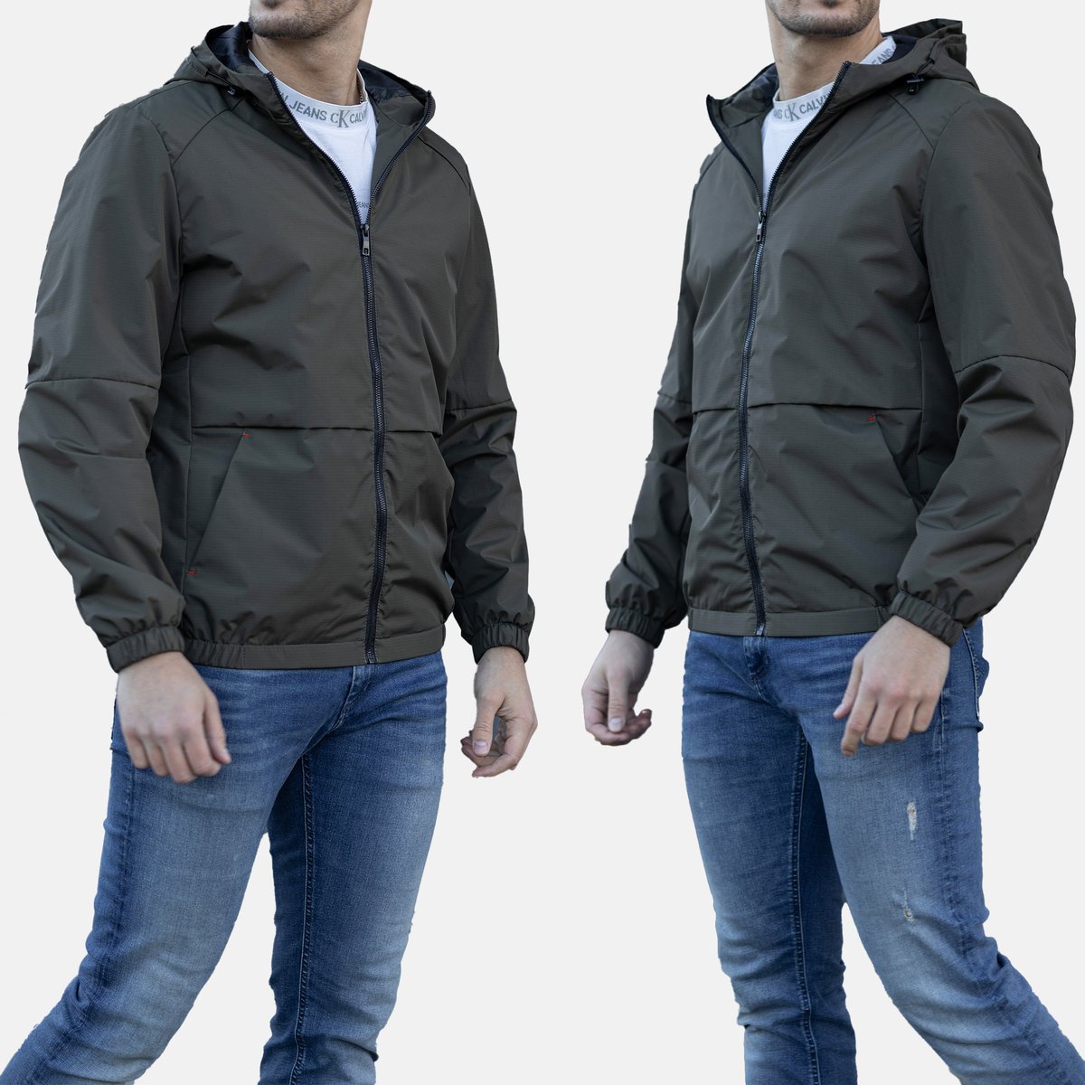 Kurtka Męska Wiosenna Wiatrówka Khaki 1628W L Khaki