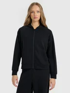 Bluzy damskie - 4F Bluza dresowa rozpinana z modalem damska - czarna XS - miniaturka - grafika 1