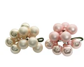 Bombki - Mini bombki szklane z drucikiem pęczek 2cm 10sztuk Kremowe / różowe - miniaturka - grafika 1