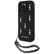 Etui i futerały do telefonów - Etui Karl Lagerfeld Saffiano Crystals w/Chain do iPhone 16 Pro Max czarny - miniaturka - grafika 1