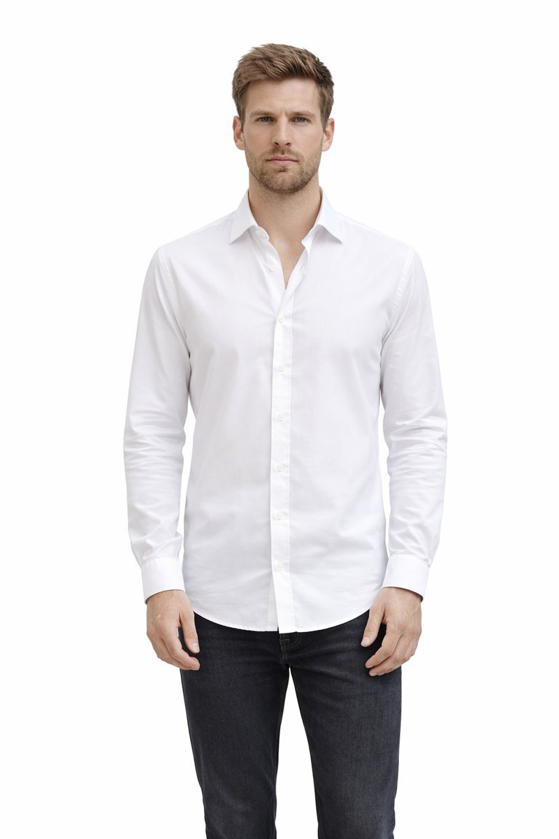 BOSS ELEGANCKA KOSZULA MĘSKA Z DŁUGIM RĘKAWEM BIAŁA BAWEŁNA 41 I4A