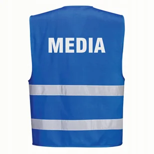 Kamizelka odblaskowa PORTWEST Niebieska rozm. S/M nadruk MEDIA - Odzież robocza - miniaturka - grafika 1