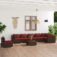 Meble ogrodowe - 8-cz. zestaw wypoczynkowy do ogrodu, poduszki, rattan PE, brąz - miniaturka - grafika 1