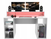 Biurka gamingowe - Biurko Gamingowe Komputerowe Enigma XL Led Białe - miniaturka - grafika 1