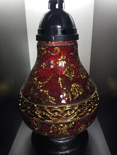 Znicz Lampion Premium Karafa Witraż Dekor Czerwony 35 Cm Maxi - Lampiony i znicze - miniaturka - grafika 1