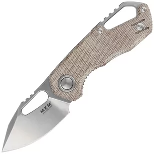 Nóż składany MKM Isonzo Clip Point Natural Canvas Micarta, Stonewashed M390 by Jesper Voxnæs (MK FX03M-3NC) - Noże - miniaturka - grafika 1