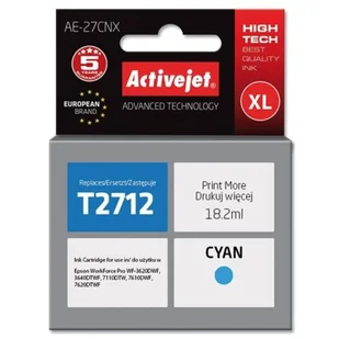 ActiveJet Tusz AE-27CNX (do drukarki Epson, zamiennik 27XL T2712 supreme 18,2ml cyan Chip) EXPACJAEP0267 - Tusze zamienniki - miniaturka - grafika 1