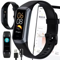 Smartband - SMARTWATCH WATCH ZEGAREK CZARNY C60 Opaska FIT SMARTBAND Pulsometr iOS ANDROID AMOLED PULS - miniaturka - grafika 1