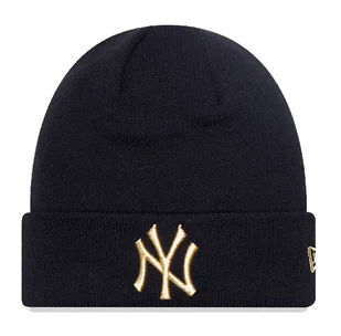 Czapka zimowa NEW ERA NYY Metallic Beanie Black Cuff Knit czarna - Czapki damskie - miniaturka - grafika 1