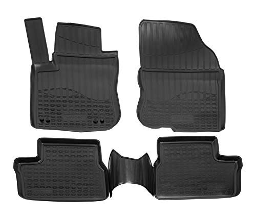 J&J AUTOMOTIVE Gumowe dywaniki samochodowe 3D, kompatybilne z rocznikami 2008 2013-2018, indywidualne dopasowanie z wysoką krawędzią ok. 4-5 cm, na każdą pogodę, 4-częściowe, jakość premium