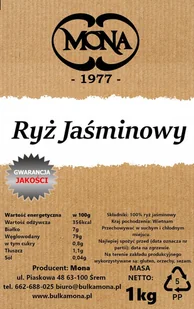 Ryż Jaśminowy MONA 5kg PREMIUM - Ryż - miniaturka - grafika 1