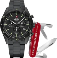 Zegarki męskie - Zestaw męski SWISS MILITARY SM34079.03 czarny klasyczny do pływania - miniaturka - grafika 1