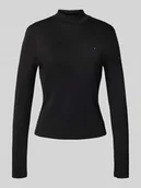 Bluzki damskie - Bluzka z długim rękawem o kroju slim z czystej bawełny - miniaturka - grafika 1