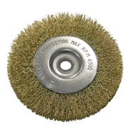 Materiały ścierne - Proline Szczotka tarczowa z drutu falowanego mosiądzowanego z otworem 22mm 150mm 32815 PX32815 - miniaturka - grafika 1