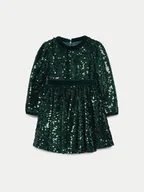 Sukienki i spódniczki dla dziewczynek - Abel & Lula Sukienka elegancka 5528 Zielony Regular Fit - miniaturka - grafika 1