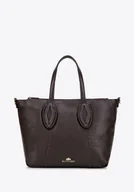 Torebki damskie - Damska shopperka ze skóry naturalnej w dekoracyjne przeszycia brązowa - miniaturka - grafika 1