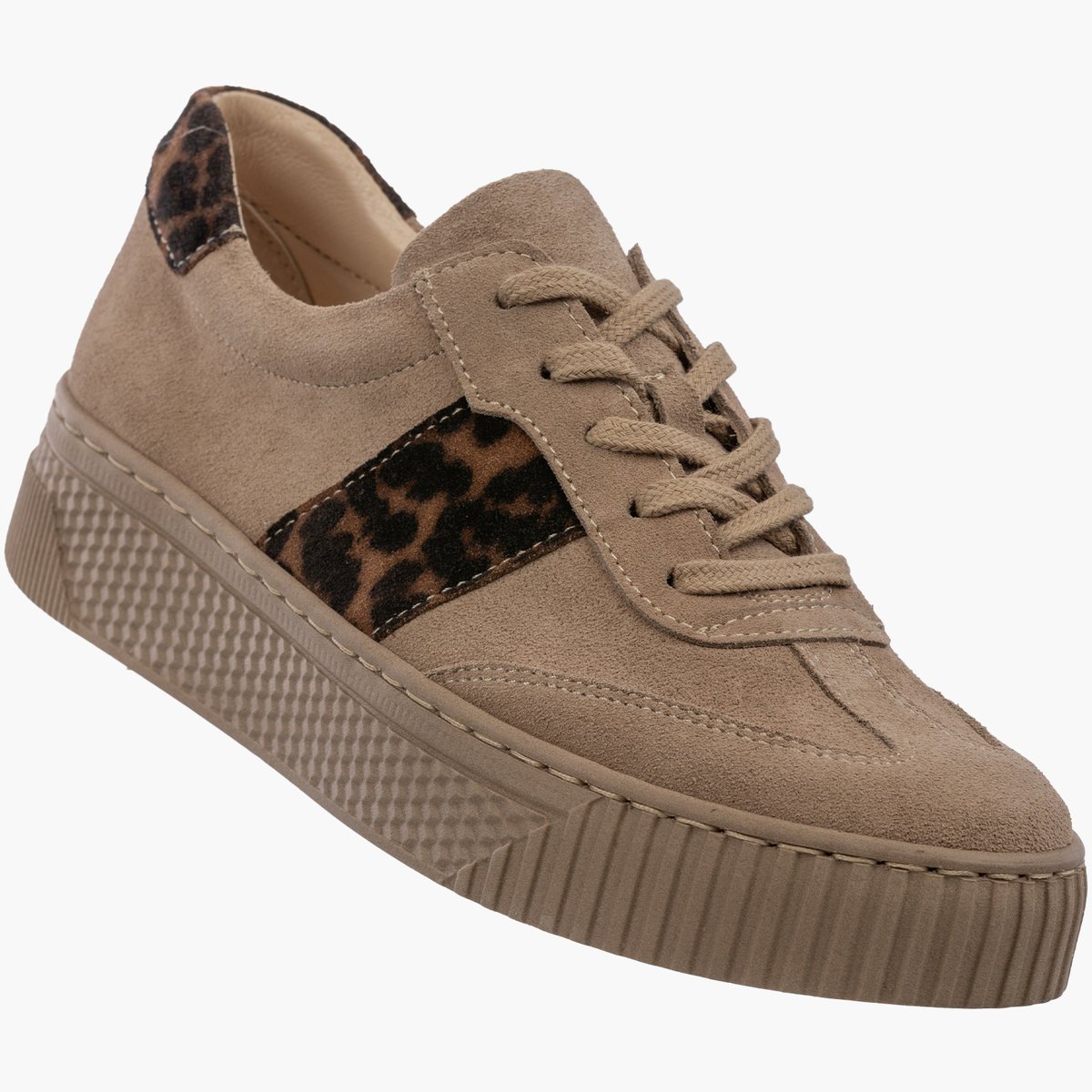 Sneakersy Damskie Skórzane Półbuty Niskie Buty Panterka Beżowe Beżowy 38