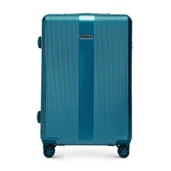 Walizki - Średnia walizka z polikarbonu w tłoczenia niebieska - miniaturka - grafika 1