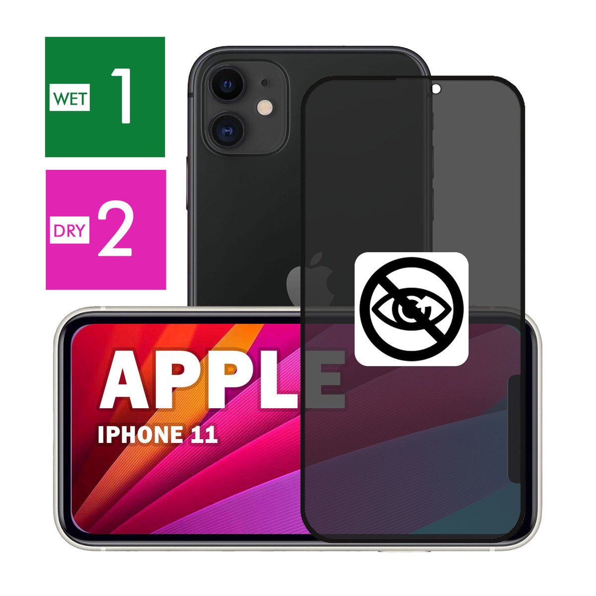 SZKŁO DO APPLE IPHONE 11 PRYWATYZUJĄCE ANTYSZPIEGOWSKIE CAŁY EKRAN 5D