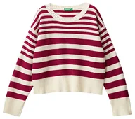 Swetry damskie - United Colors of Benetton Koszulka damska G/C M/L 122ne104p sweter, fuksja w paski 68 m, L, Wzór w paski fuksja 68 M, L - miniaturka - grafika 1