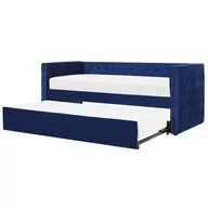 Łóżka - Beliani Łóżko wysuwane welurowe 90 x 200 cm niebieskie GASSIN - miniaturka - grafika 1